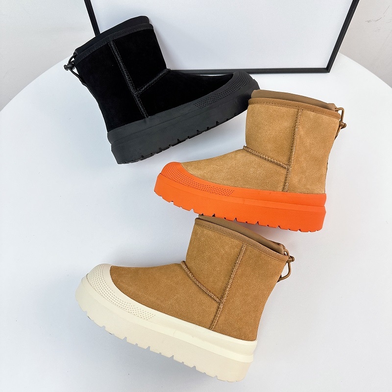 Дамски снежни обувки Tasman кожа - подплата от овча вълна, средно високи, гумена подметка, стелка от овча вълна