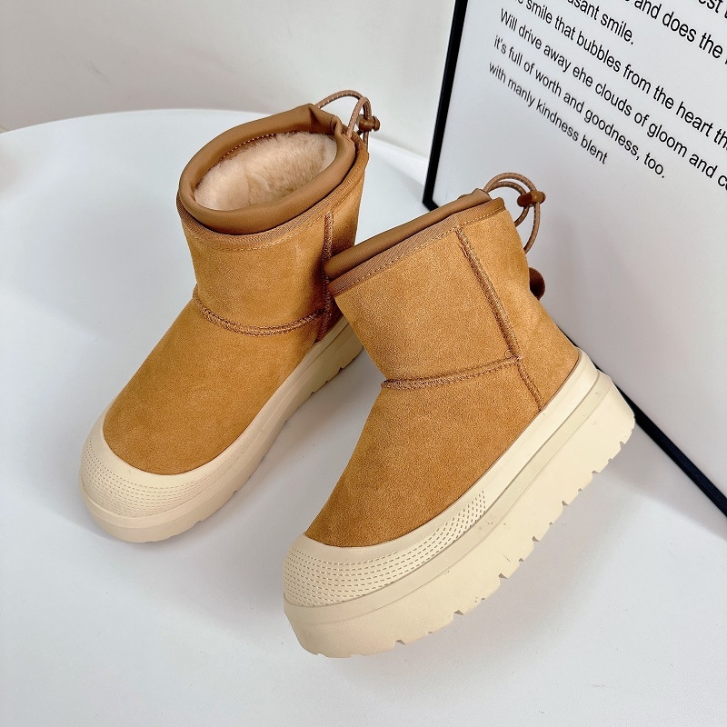 Дамски снежни обувки Tasman кожа - подплата от овча вълна, средно високи, гумена подметка, стелка от овча вълна