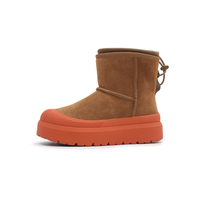 Дамски снежни обувки Tasman кожа - подплата от овча вълна, средно високи, гумена подметка, стелка от овча вълна