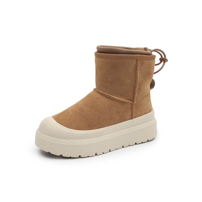 Дамски снежни обувки Tasman кожа - подплата от овча вълна, средно високи, гумена подметка, стелка от овча вълна