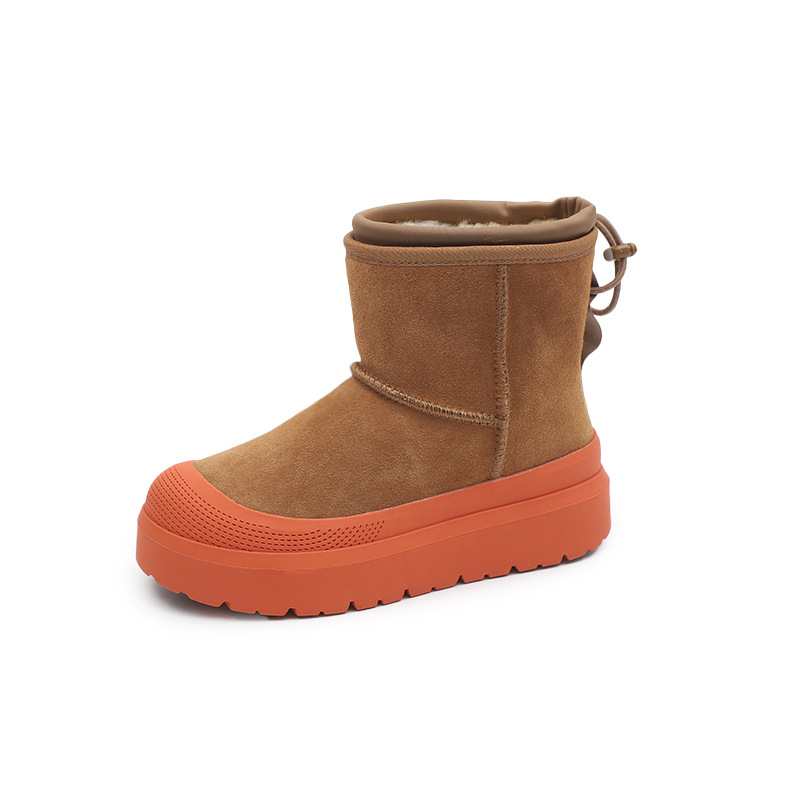 Дамски снежни обувки Tasman кожа - подплата от овча вълна, средно високи, гумена подметка, стелка от овча вълна