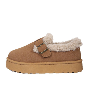 Ženske zimske čizme za snijeg s nubuk gornjim dijelom, gumom, umjetnim krznom, slip-on, 4 cm debeli potplat