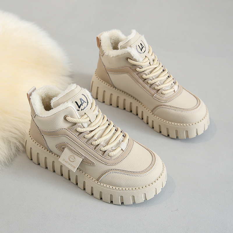 Ženske zimske visoke čizme s flecom, PU gornji dio, gumeni potplat, vezanje