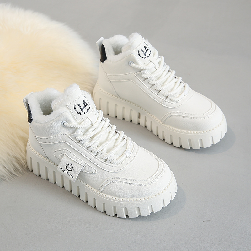 Ženske zimske visoke čizme s flecom, PU gornji dio, gumeni potplat, vezanje