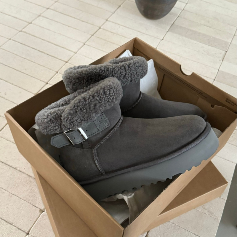 Дамски зимни боти за сняг от велур със пухена подплата и 3 см повдигаща подметка