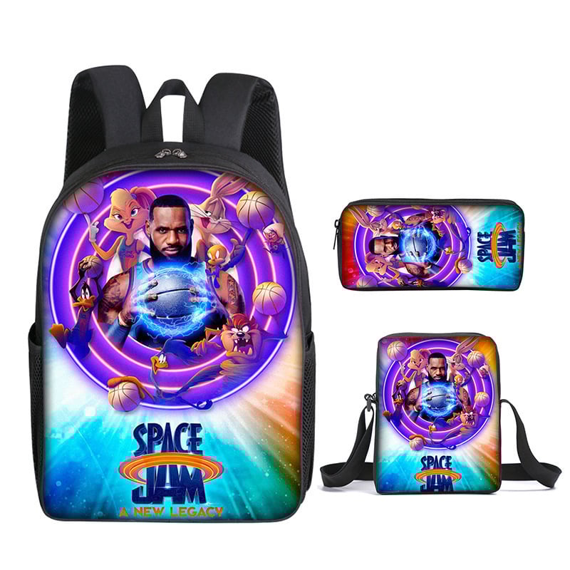 Trys dalių mokyklinių kuprinių rinkinys: kuprinė, pečių rankinė ir dėklas su animaciniu atvaizdu — Oxford audinys, poliesterio pamušalas, kvėpuojantis, labai lengvas, išplėtimas