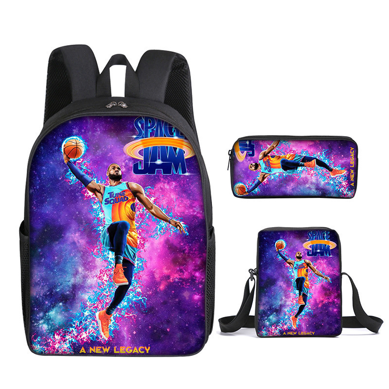 Trys dalių mokyklinių kuprinių rinkinys: kuprinė, pečių rankinė ir dėklas su animaciniu atvaizdu — Oxford audinys, poliesterio pamušalas, kvėpuojantis, labai lengvas, išplėtimas