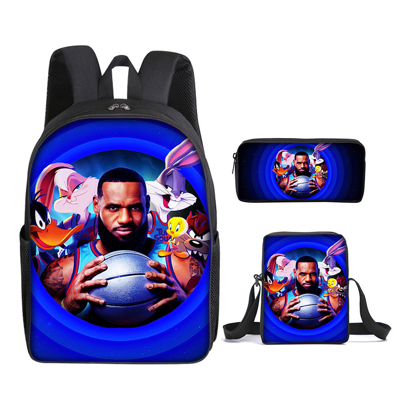 Trys dalių mokyklinių kuprinių rinkinys: kuprinė, pečių rankinė ir dėklas su animaciniu atvaizdu — Oxford audinys, poliesterio pamušalas, kvėpuojantis, labai lengvas, išplėtimas