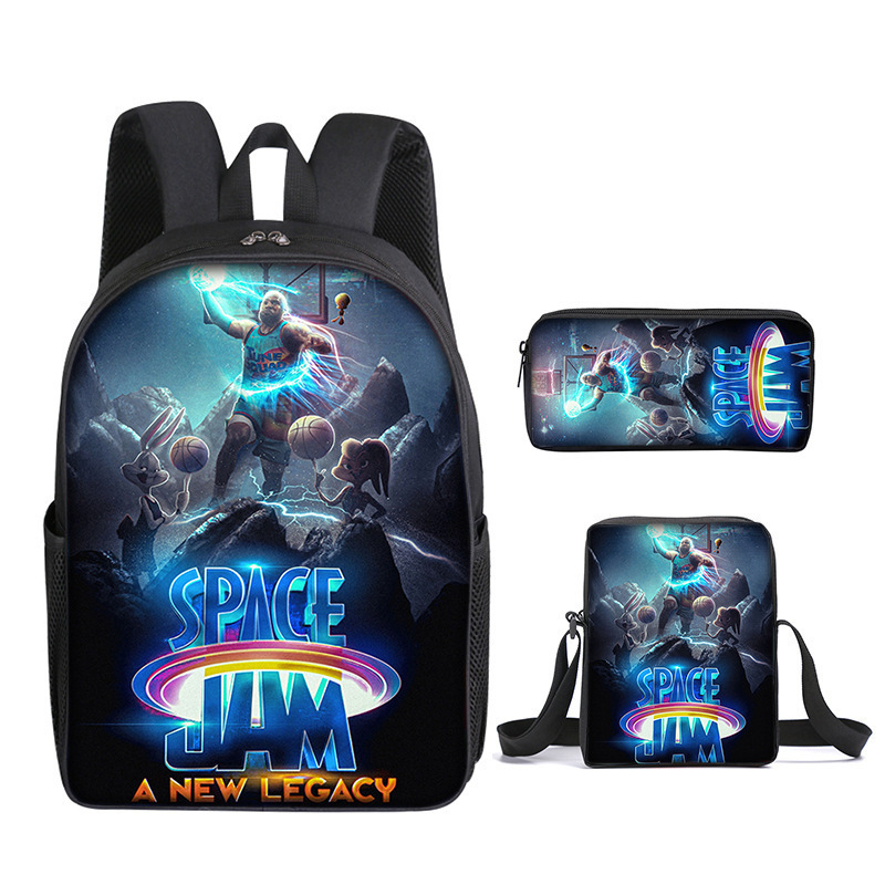 Trys dalių mokyklinių kuprinių rinkinys: kuprinė, pečių rankinė ir dėklas su animaciniu atvaizdu — Oxford audinys, poliesterio pamušalas, kvėpuojantis, labai lengvas, išplėtimas