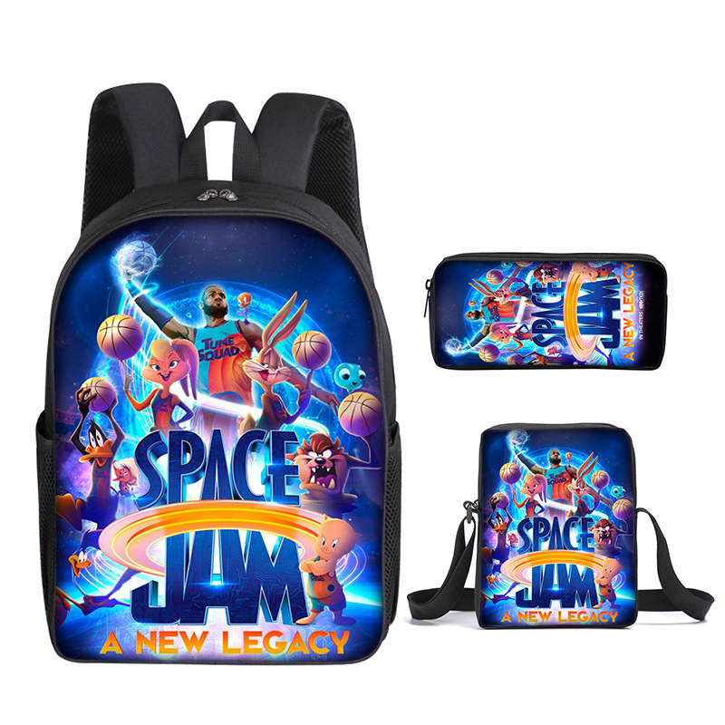 Trys dalių mokyklinių kuprinių rinkinys: kuprinė, pečių rankinė ir dėklas su animaciniu atvaizdu — Oxford audinys, poliesterio pamušalas, kvėpuojantis, labai lengvas, išplėtimas