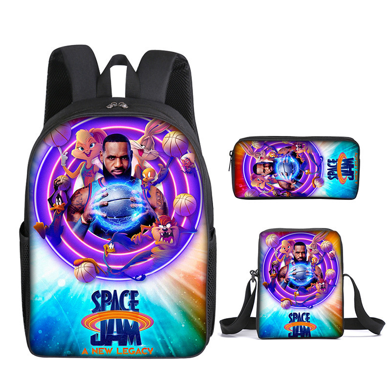 Trys dalių mokyklinių kuprinių rinkinys: kuprinė, pečių rankinė ir dėklas su animaciniu atvaizdu — Oxford audinys, poliesterio pamušalas, kvėpuojantis, labai lengvas, išplėtimas