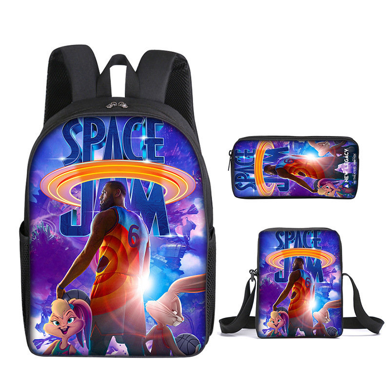 Trys dalių mokyklinių kuprinių rinkinys: kuprinė, pečių rankinė ir dėklas su animaciniu atvaizdu — Oxford audinys, poliesterio pamušalas, kvėpuojantis, labai lengvas, išplėtimas