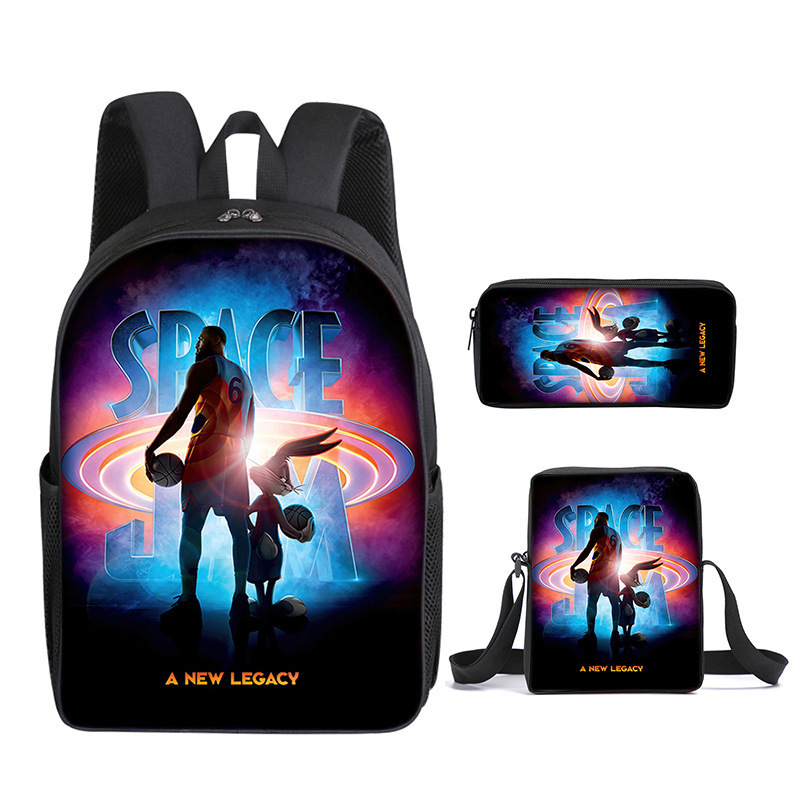 Trys dalių mokyklinių kuprinių rinkinys: kuprinė, pečių rankinė ir dėklas su animaciniu atvaizdu — Oxford audinys, poliesterio pamušalas, kvėpuojantis, labai lengvas, išplėtimas