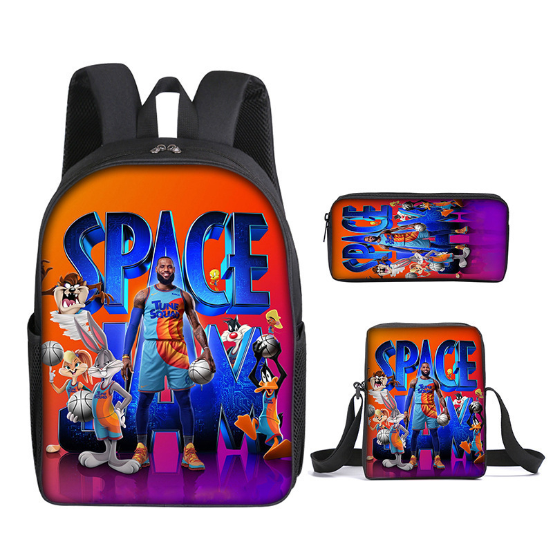 Trys dalių mokyklinių kuprinių rinkinys: kuprinė, pečių rankinė ir dėklas su animaciniu atvaizdu — Oxford audinys, poliesterio pamušalas, kvėpuojantis, labai lengvas, išplėtimas