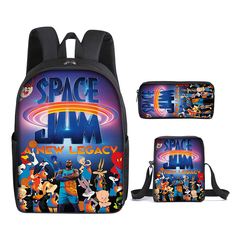 Trys dalių mokyklinių kuprinių rinkinys: kuprinė, pečių rankinė ir dėklas su animaciniu atvaizdu — Oxford audinys, poliesterio pamušalas, kvėpuojantis, labai lengvas, išplėtimas