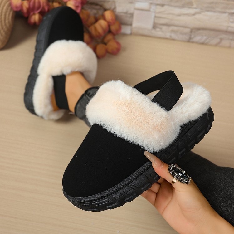 Ženske čizme za snijeg s krznom, PU gornji dio, pamuk podstava, gumena potplat, platforma 3–5 cm, elastično zatvaranje