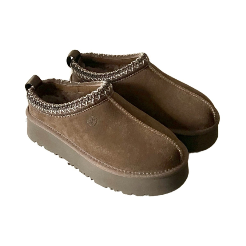 Ženske zimske čizme s debelom potplatom, slip-on stil, etnički uzorak, vunena podstava, gornji dio od teleće kože