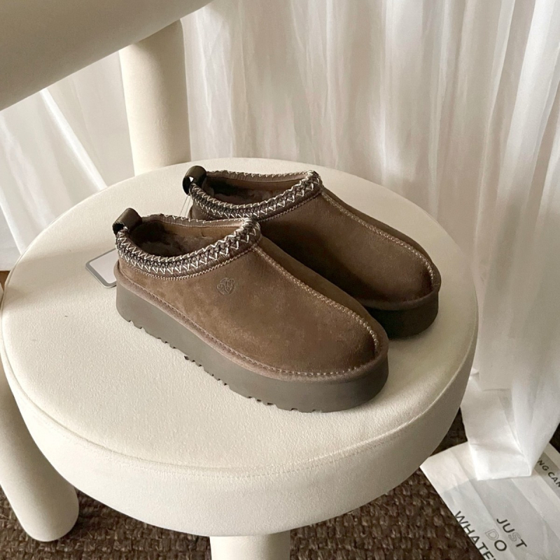 Ženske zimske čizme s debelom potplatom, slip-on stil, etnički uzorak, vunena podstava, gornji dio od teleće kože