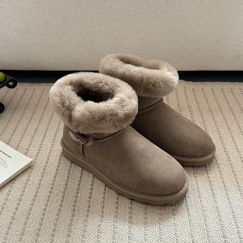 Snježne čizme s integriranom ovčjom kožom na gornjem dijelu i podstavom, EVA ultra-lagana potplat, niski gležanj, slip-on zatvaranje