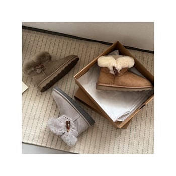 Snježne čizme s integriranom ovčjom kožom na gornjem dijelu i podstavom, EVA ultra-lagana potplat, niski gležanj, slip-on zatvaranje