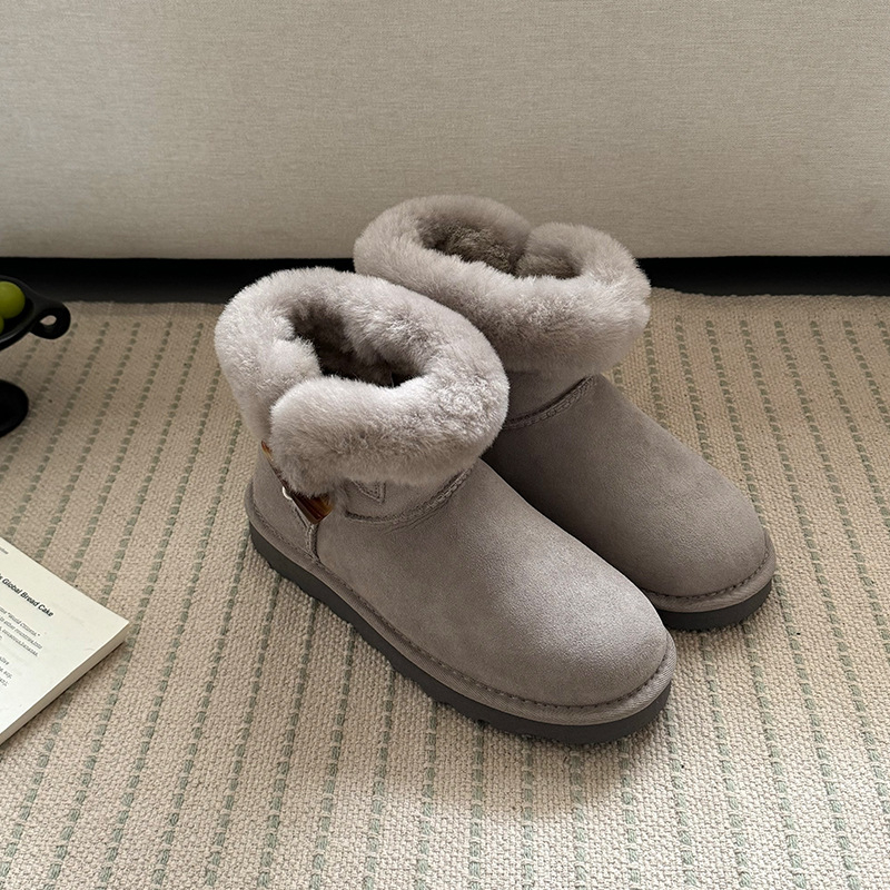 Snježne čizme s integriranom ovčjom kožom na gornjem dijelu i podstavom, EVA ultra-lagana potplat, niski gležanj, slip-on zatvaranje