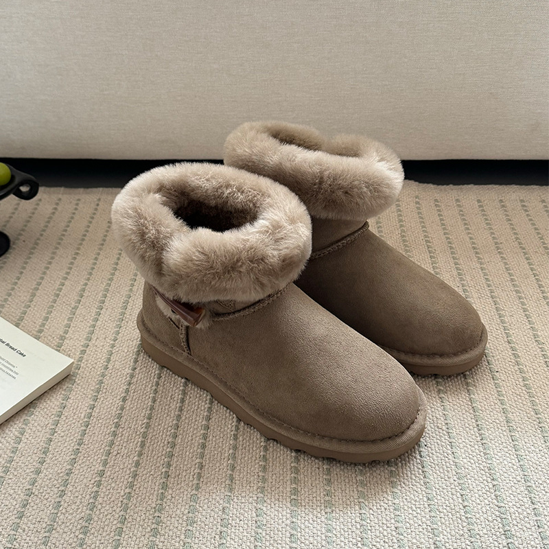 Snježne čizme s integriranom ovčjom kožom na gornjem dijelu i podstavom, EVA ultra-lagana potplat, niski gležanj, slip-on zatvaranje