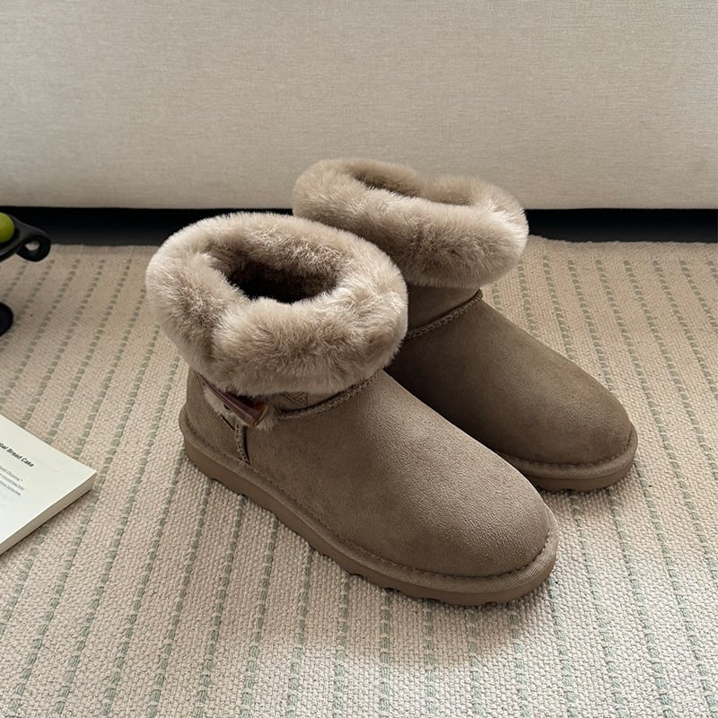 Snježne čizme s integriranom ovčjom kožom na gornjem dijelu i podstavom, EVA ultra-lagana potplat, niski gležanj, slip-on zatvaranje