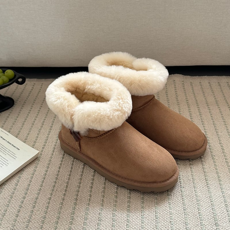 Snježne čizme s integriranom ovčjom kožom na gornjem dijelu i podstavom, EVA ultra-lagana potplat, niski gležanj, slip-on zatvaranje