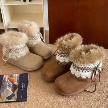 Zimske čizme s plišanim unutarnjim slojem, srednje visine, vodonepropusne, protuklizna đon, peta 3–5 cm, zima