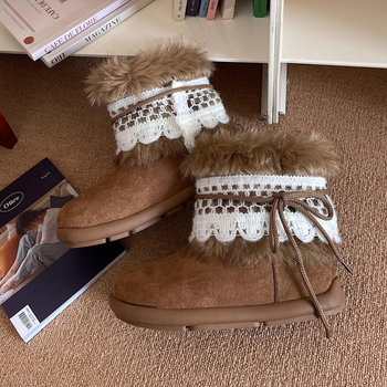 Zimske čizme s plišanim unutarnjim slojem, srednje visine, vodonepropusne, protuklizna đon, peta 3–5 cm, zima