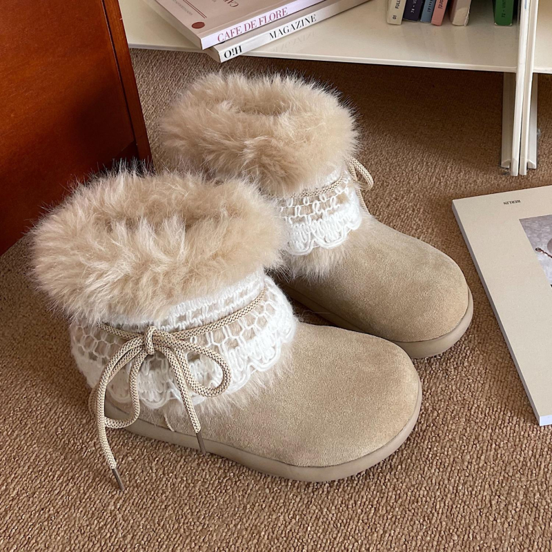 Zimske čizme s plišanim unutarnjim slojem, srednje visine, vodonepropusne, protuklizna đon, peta 3–5 cm, zima