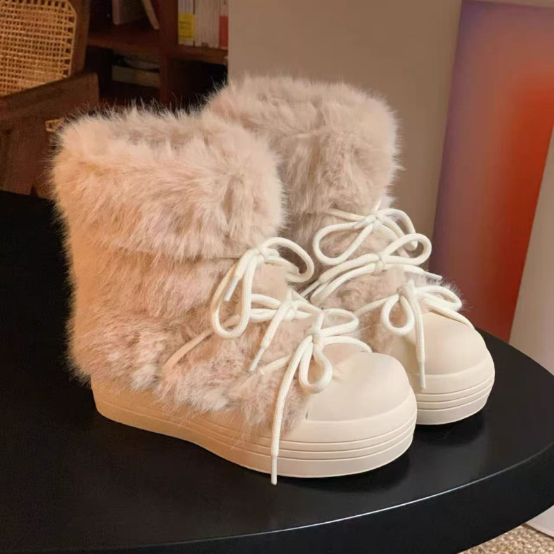 Снежни ботуши с горно от памук, вътрешност и стелка от изкуствен пух, подметка от гума