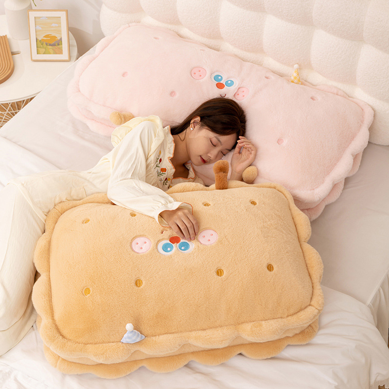 Hulena plüss párnahuzat süti mintával, levehető és mosógépben mosható, PP gyapot töltőanyag, aranyos stílus