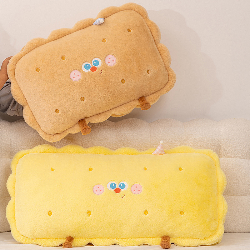 Vankúš na opierku s plyšovým poťahom, vzor cookies, výplň PP bavlna, odnímateľný a pratelný, roztomilý štýl