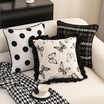 Nordic stílusú párna poliészter huzattal, PP gyapot töltéssel, testreszabható mintával, csíkos vagy egyszínű