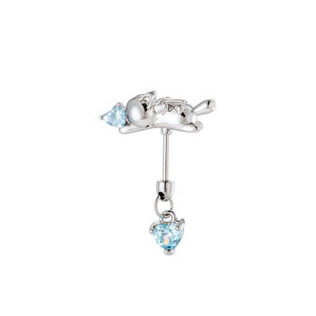 Hensen juvelierizstrādājums Ausu kaula nagla — Sirds formas, Balts cirkons, Diamenta apstrāde, Universālais stils