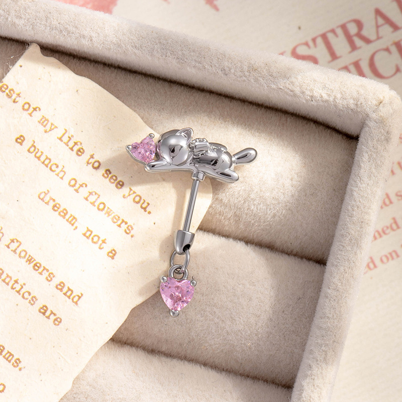 Hensen juvelierizstrādājums Ausu kaula nagla — Sirds formas, Balts cirkons, Diamenta apstrāde, Universālais stils