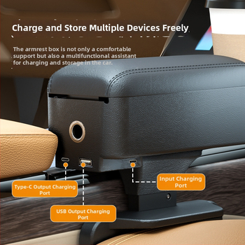 Odinė automobilio rankenos dėžutė su puodelio laikikliu ir tarpo saugykla, pakilimo pagalvė — Prekės ženklas Shankedao