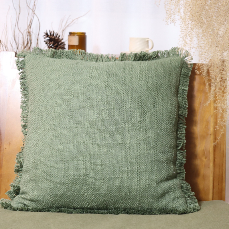 Navlaka za jastuk od 100% pamuka s resicama, jednobojna, moderni minimalistički stil; punilo: PP cotton