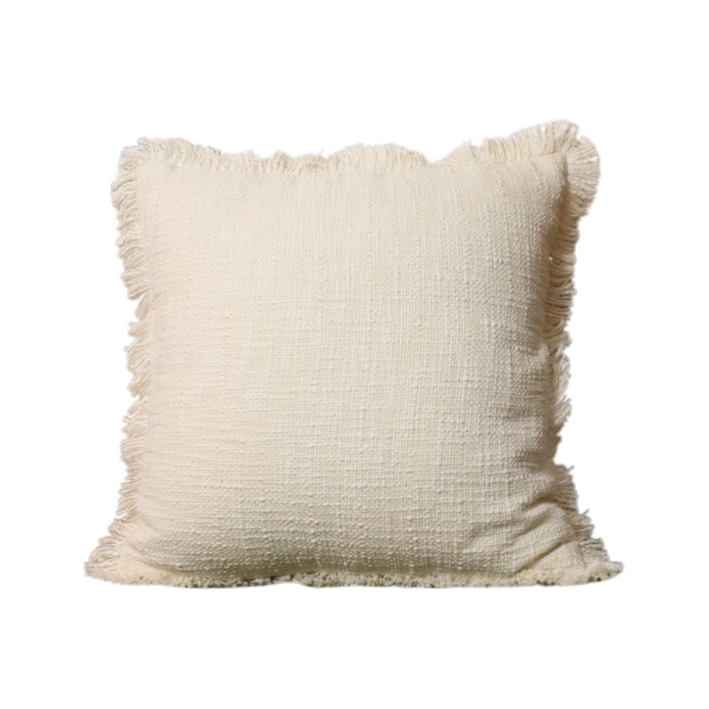 Navlaka za jastuk od 100% pamuka s resicama, jednobojna, moderni minimalistički stil; punilo: PP cotton