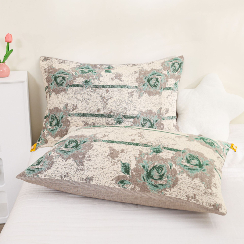 Par navlaka za jastuke od 100% pamuka, 52×78 cm, jacquard uzorak s cvjetnim motívom, debeli i prozračni