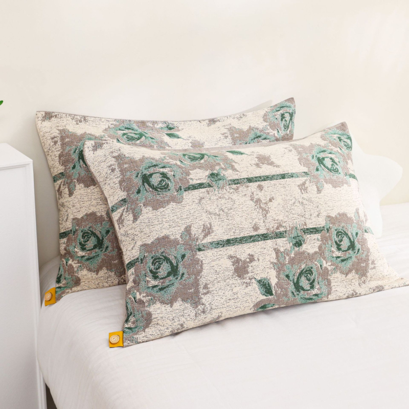 Par navlaka za jastuke od 100% pamuka, 52×78 cm, jacquard uzorak s cvjetnim motívom, debeli i prozračni