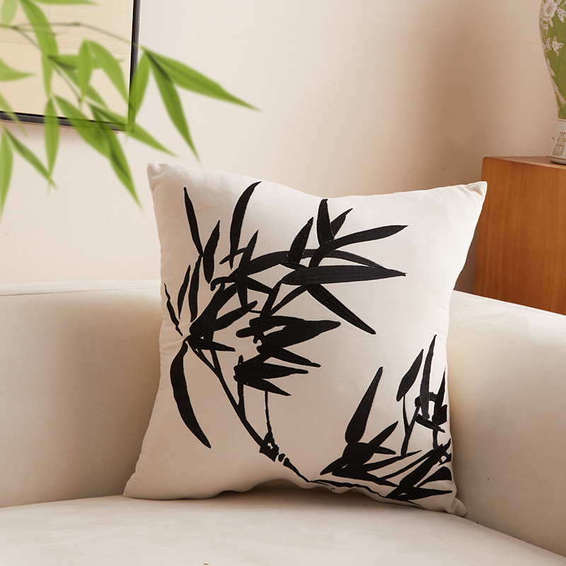 Új kínai stílusú kanapé párna hímzett növény- és virágmintával, PP pamut töltés