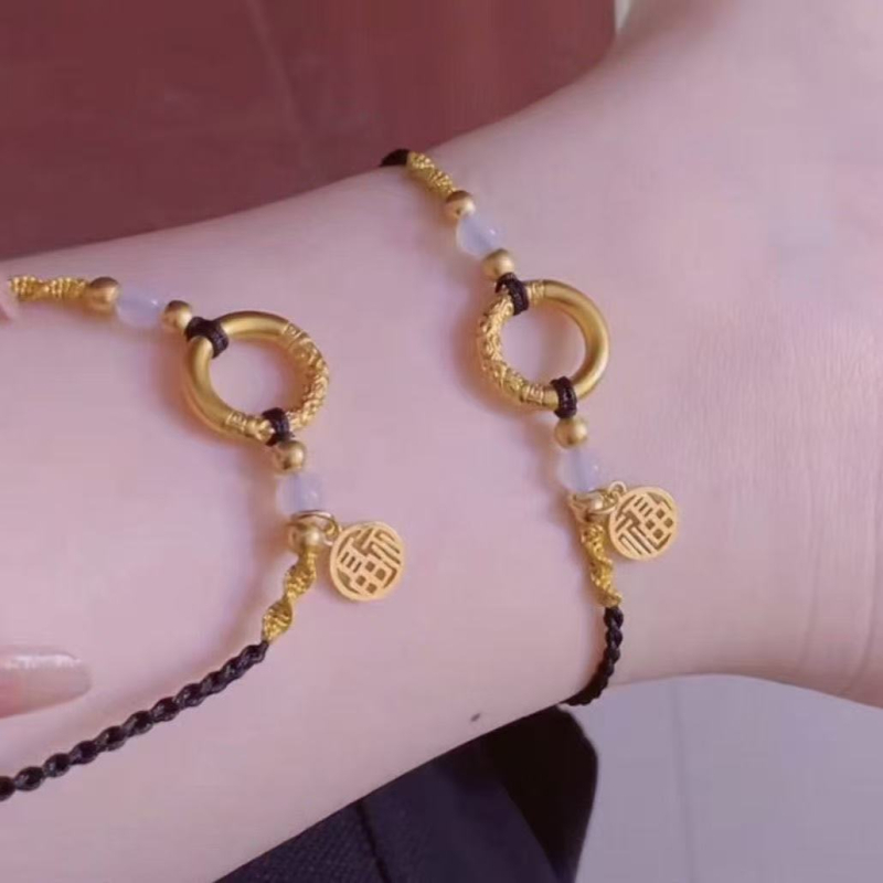 Náramok na členok s transfernými korálkami, pletená čipka, geometrický tvar, štýl Japonska a Južnej Kórey