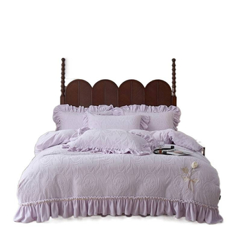 Četverodijelni set posteljine, princepski stil s izrezbarenim uzorkom, mliječni velur, zimska debljina