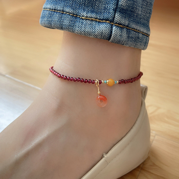 Garnet anklet za žene, geometrijski dizajn, proljeće 2022