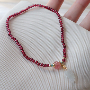 Garnet anklet za žene, geometrijski dizajn, proljeće 2022