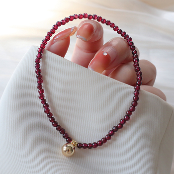 Garnet anklet za žene, geometrijski dizajn, proljeće 2022