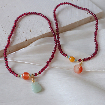 Garnet anklet za žene, geometrijski dizajn, proljeće 2022