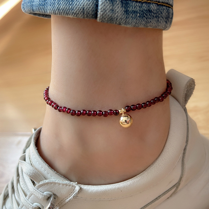 Garnet anklet za žene, geometrijski dizajn, proljeće 2022